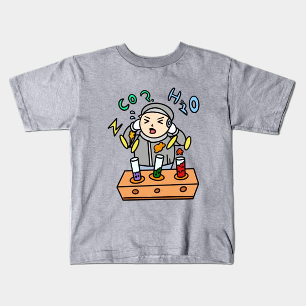 Funny chemistry practical Kids T-Shirt by Andrew Hau